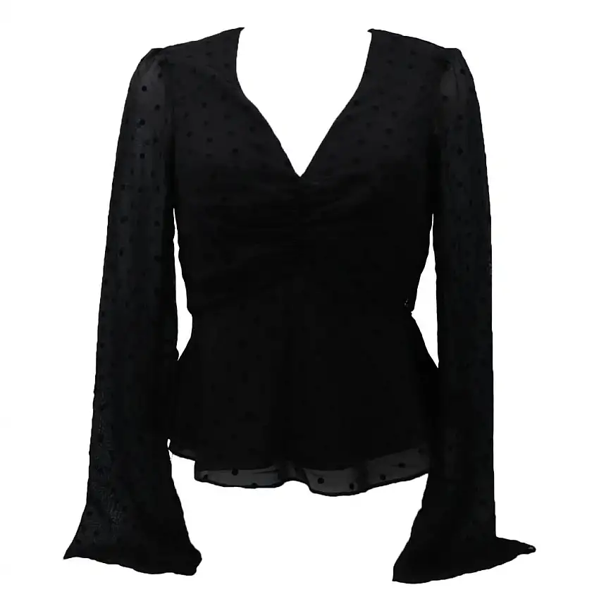 OLYMPE FLARE SLEEVE TOP Nero