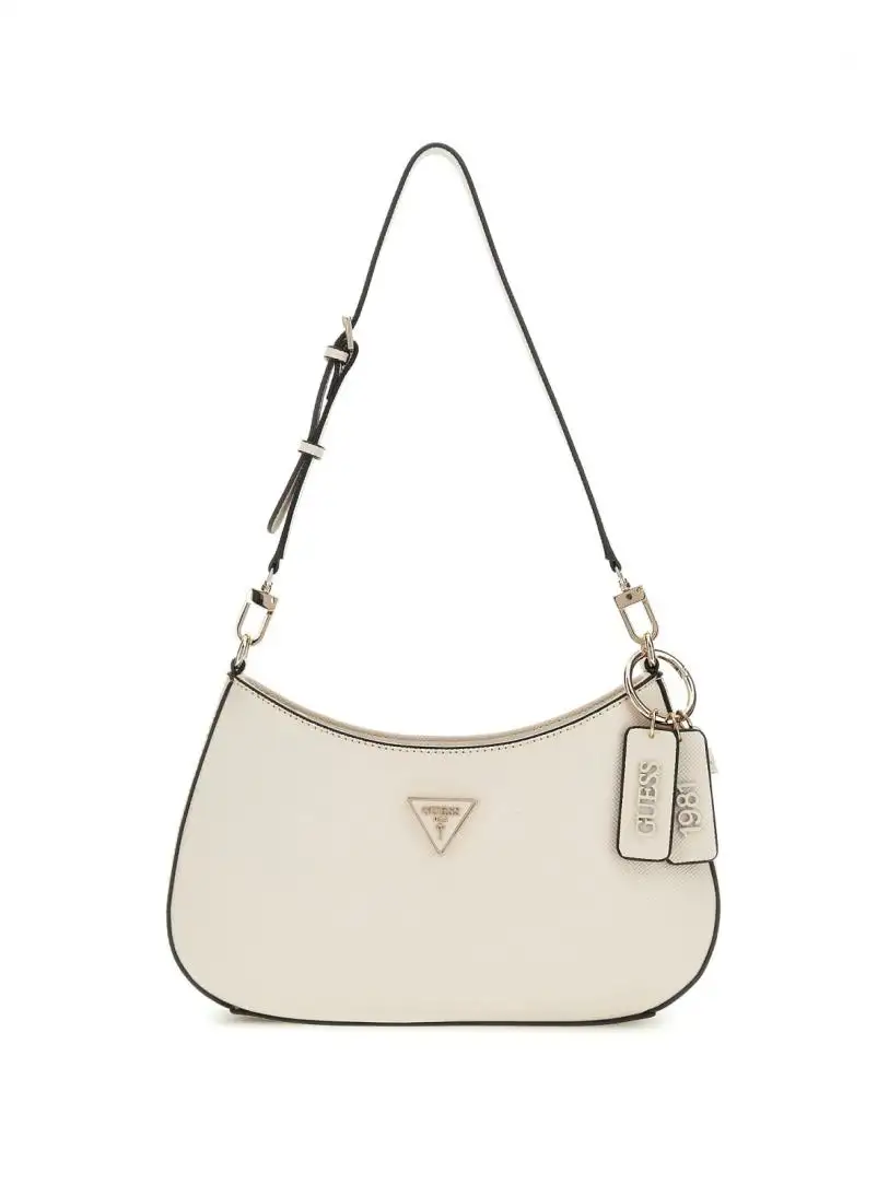 NOELLE TOP ZIP SHOULDER BAG Off White