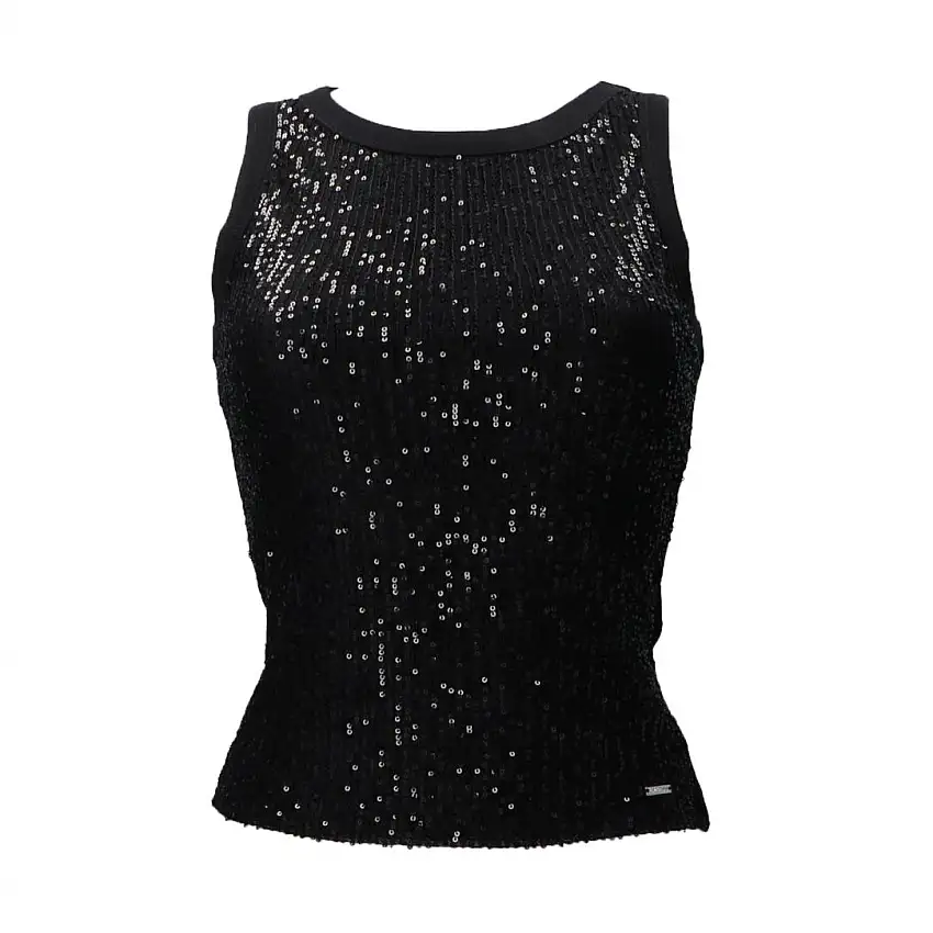 ALEXIA SEQUINS TANK TOP Nero