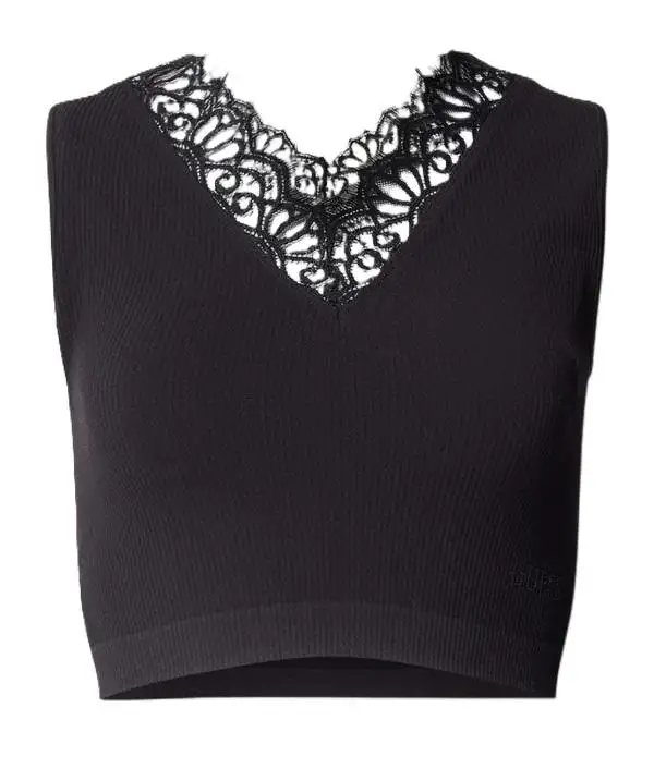 RAQUEL LACE SEAMLESS TOP SWTR Nero