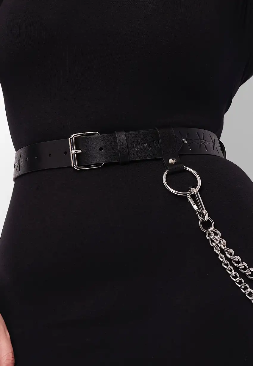 Mary Wyatt - Hellion Appleskin Vegan Leather Chain Black - Cintura