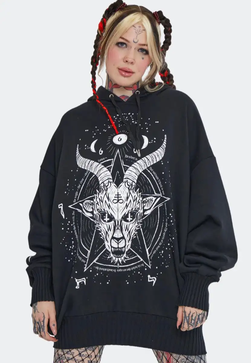 Jawbreaker - Baphomet Printed Oversized Black - Felpa con cappuccio
