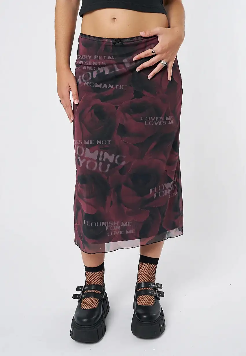 Minga London - Hopeless Romantic Rose Mesh Midi - Gonna