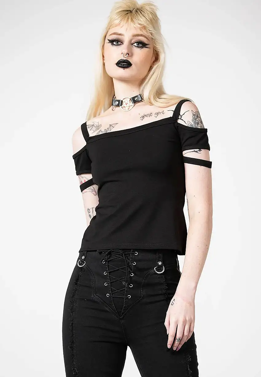 Killstar - Huntly Bardot Black - Top