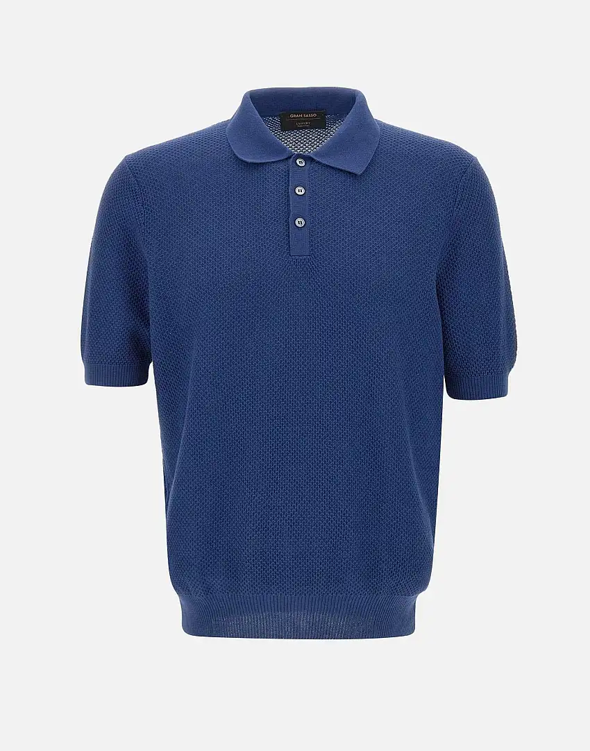 Organic cotton knit polo shirt 14686013