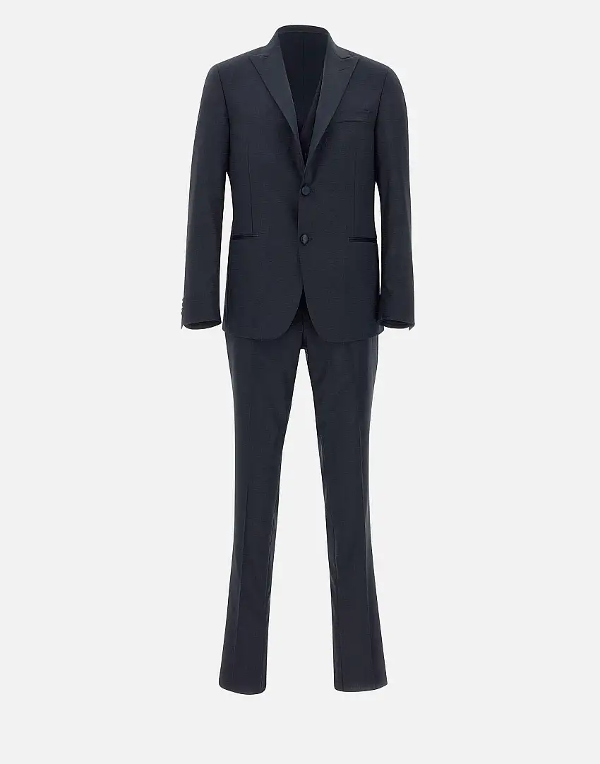 Cool wool with satin trim three-piece suit 58288729