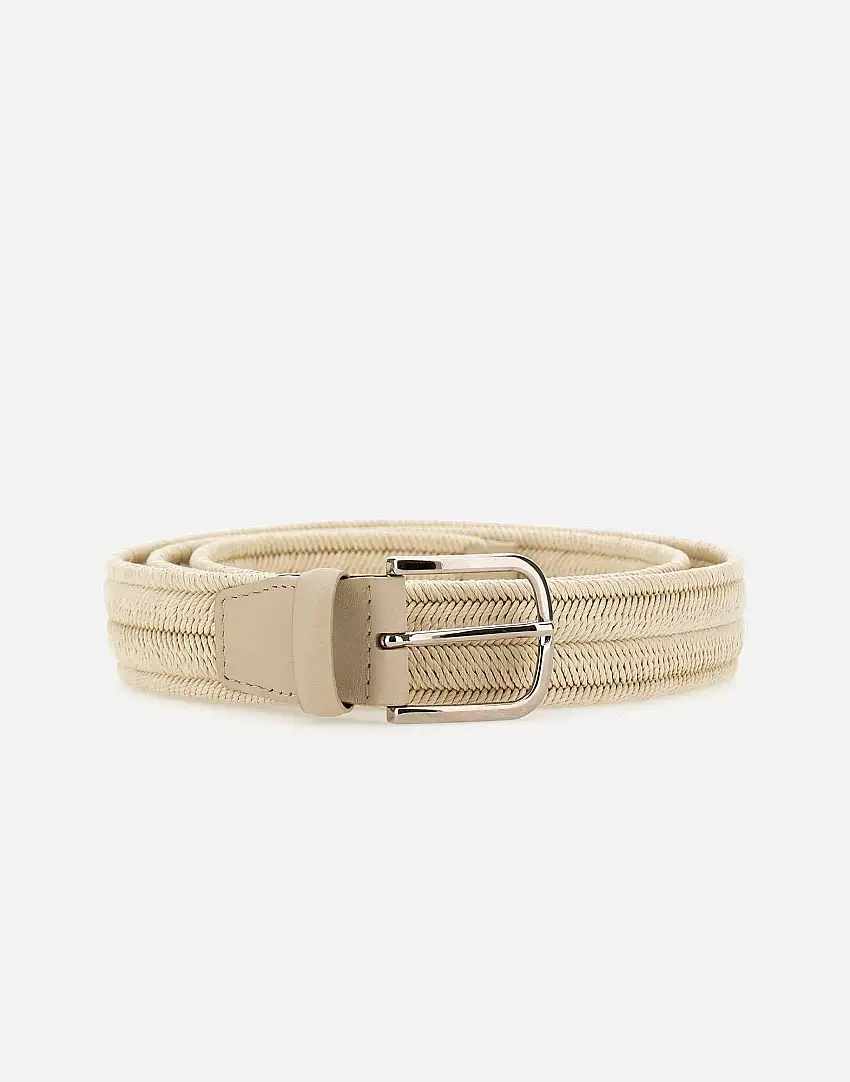 Cotton and leather belt 73168435