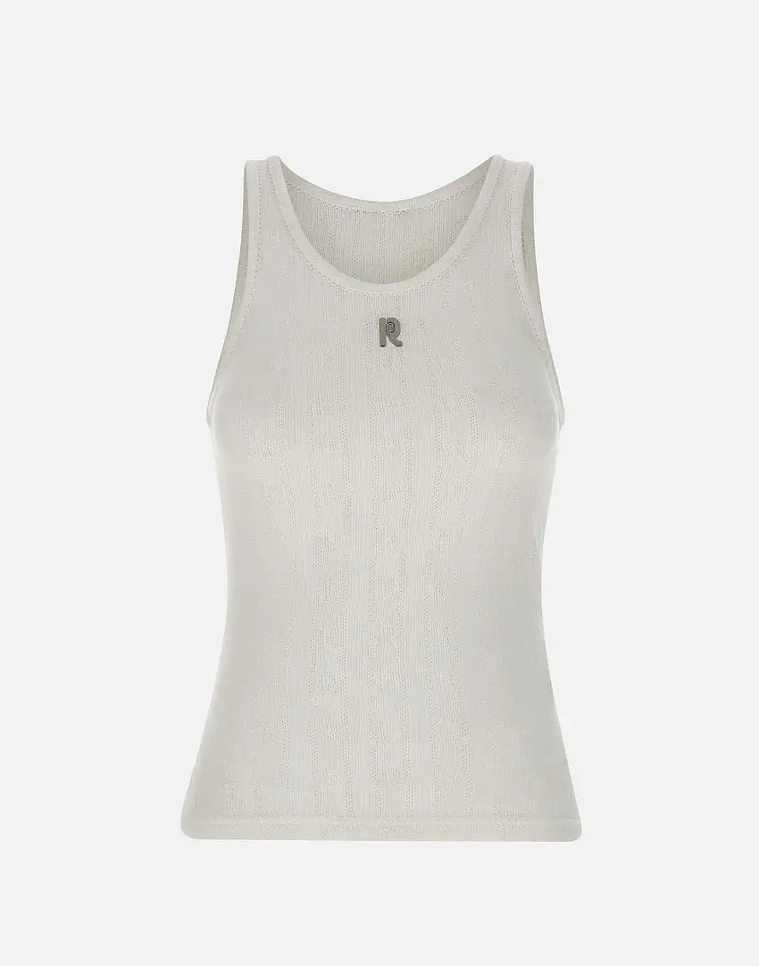 Cotton pointelle jersey top 42073683