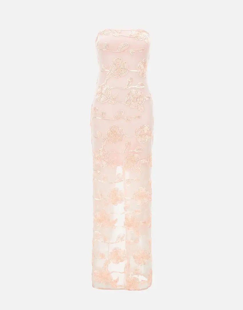 "Flower mesh tube dress" 44839873