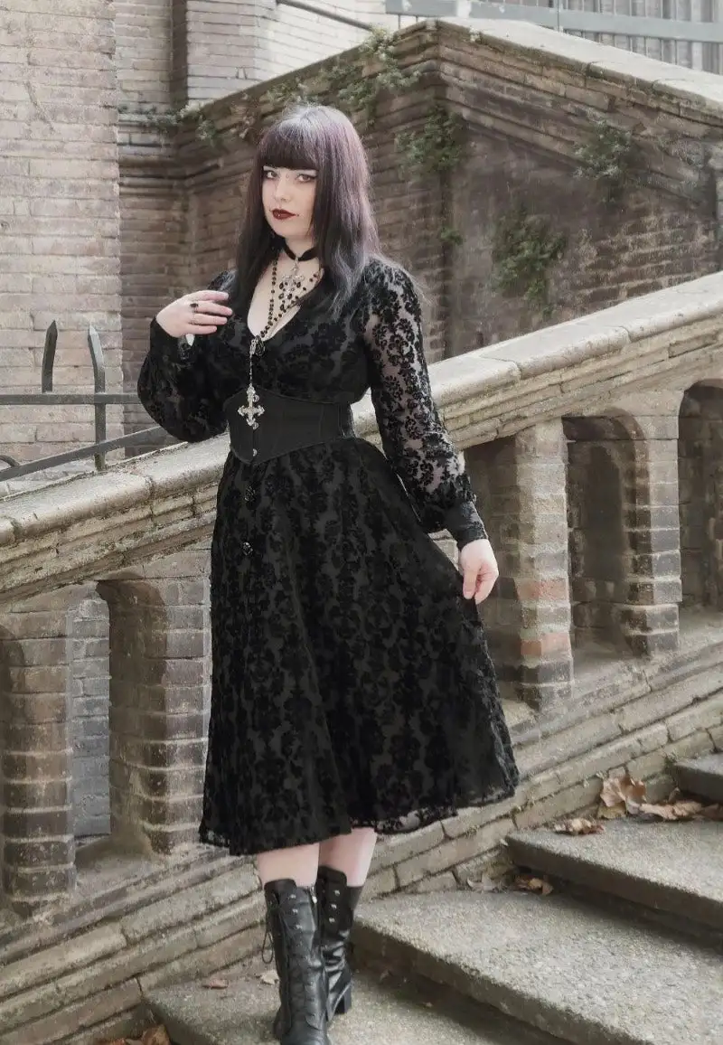 Jawbreaker - Devore With Rise Button Black - Vestito