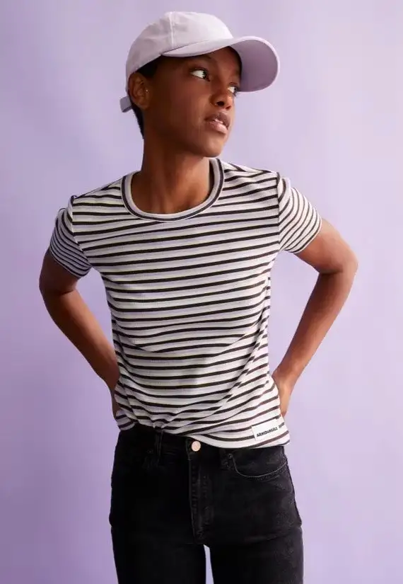 Armedangels - Kardaa Stripes Lavender Light/Warm Slate - T-Shirt