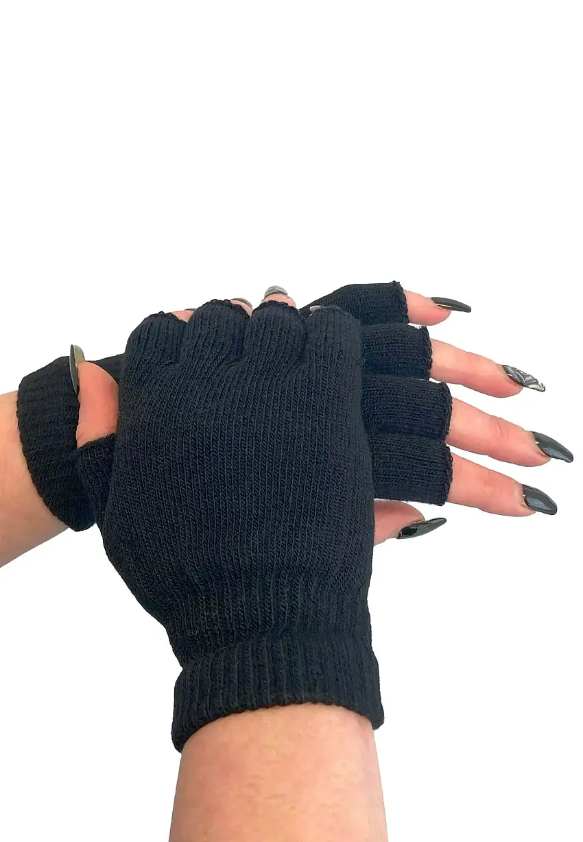Pamela Mann - Knitted Fingerless Black - Guanti