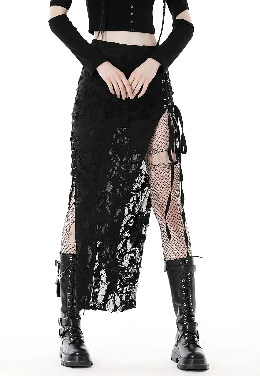 Dark In Love - Punk Sexy Bare Legs Long Shredded Black - Gonna