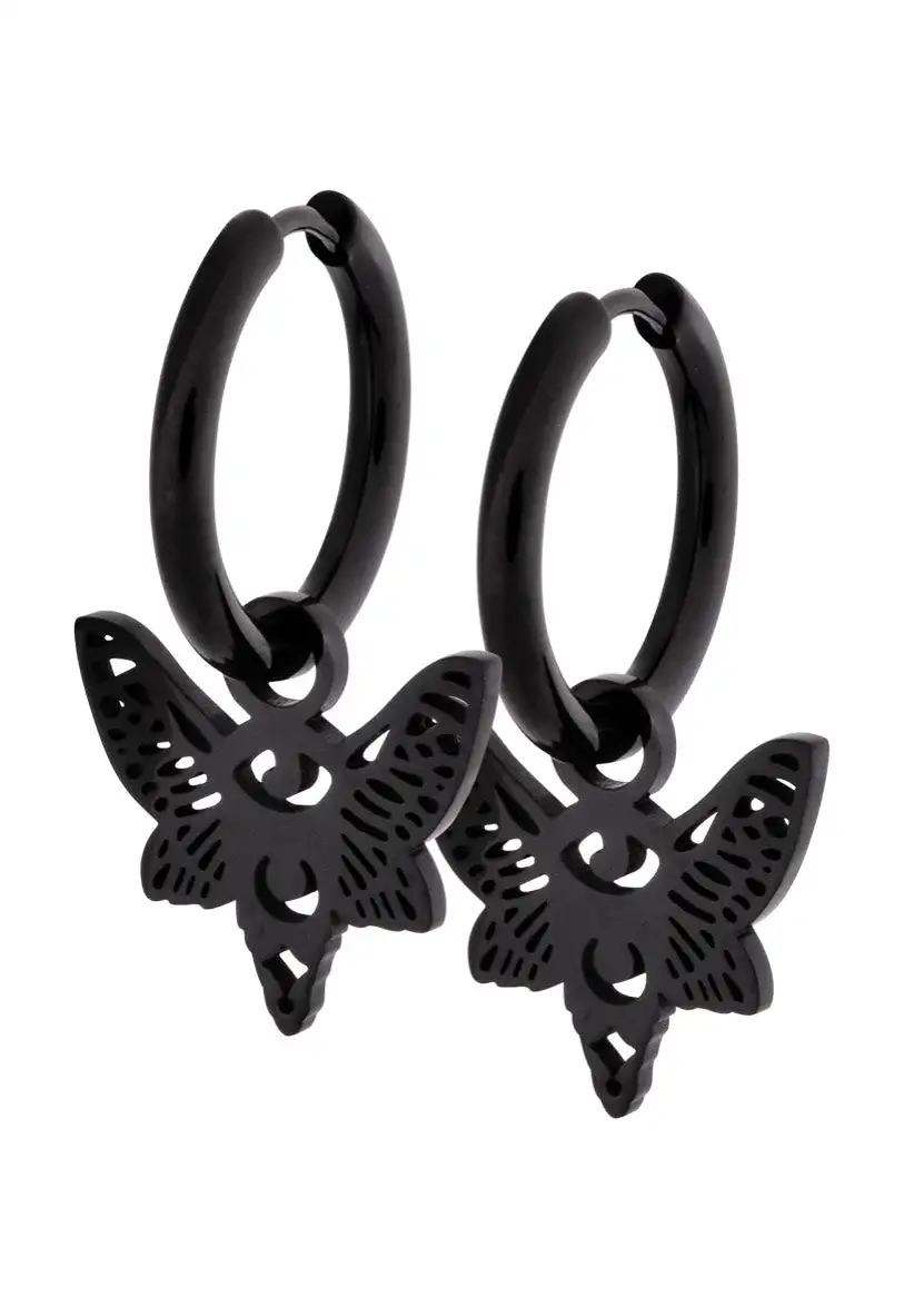 Wildcat - Little Moth Hoops (Pair) Black - Orecchini