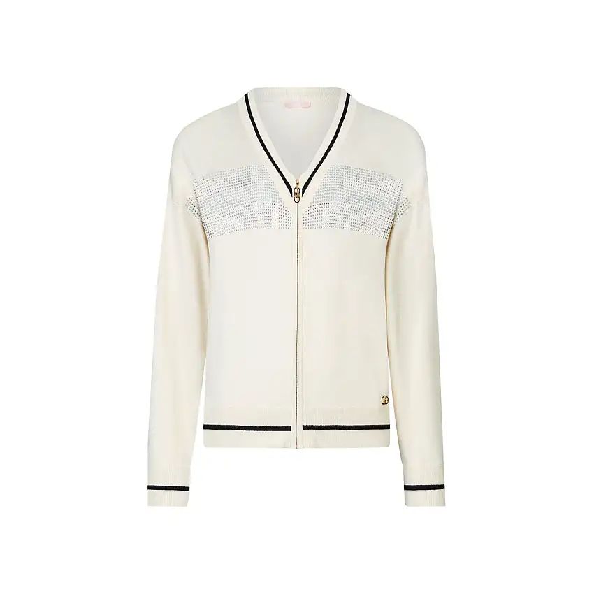 Cardigan Donna full zip con strass
