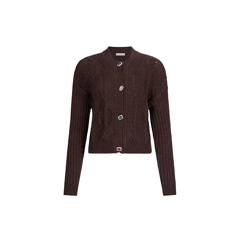 Cardigan Donna in lana con bottoni gioiello