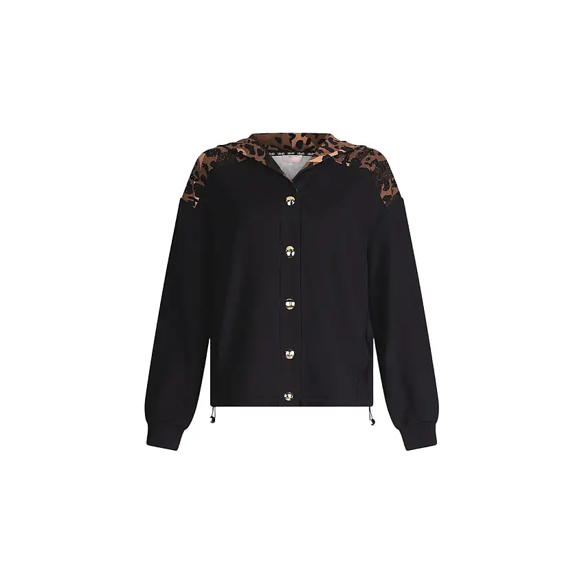 Felpa Donna inserto Animalier con bottoni