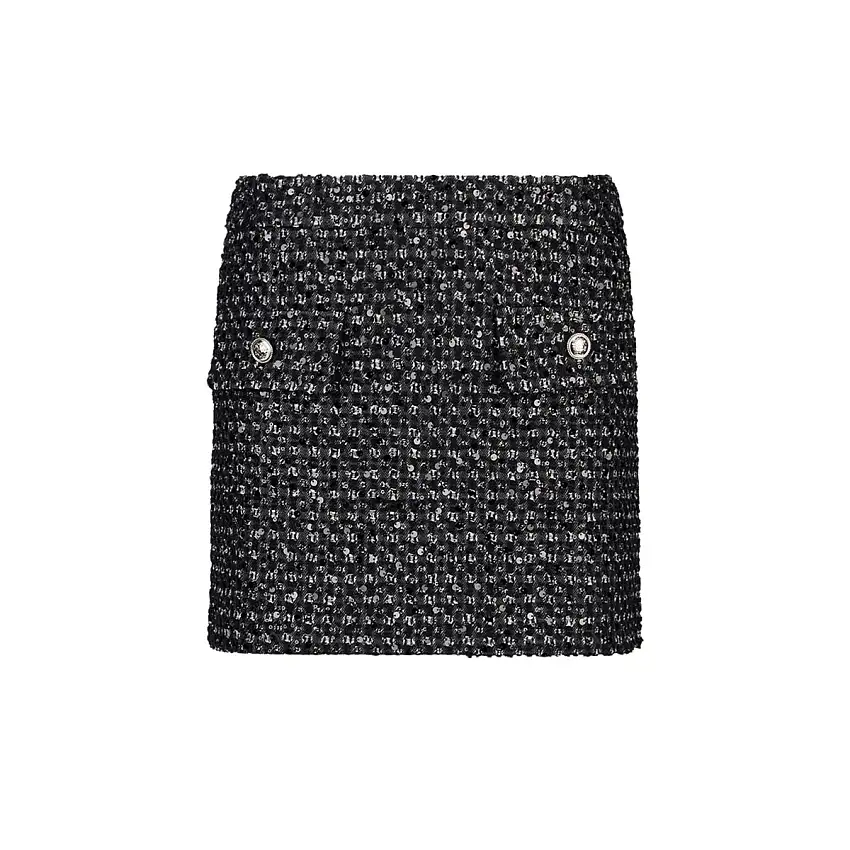 Gonna Donna mini con paillettes e patte