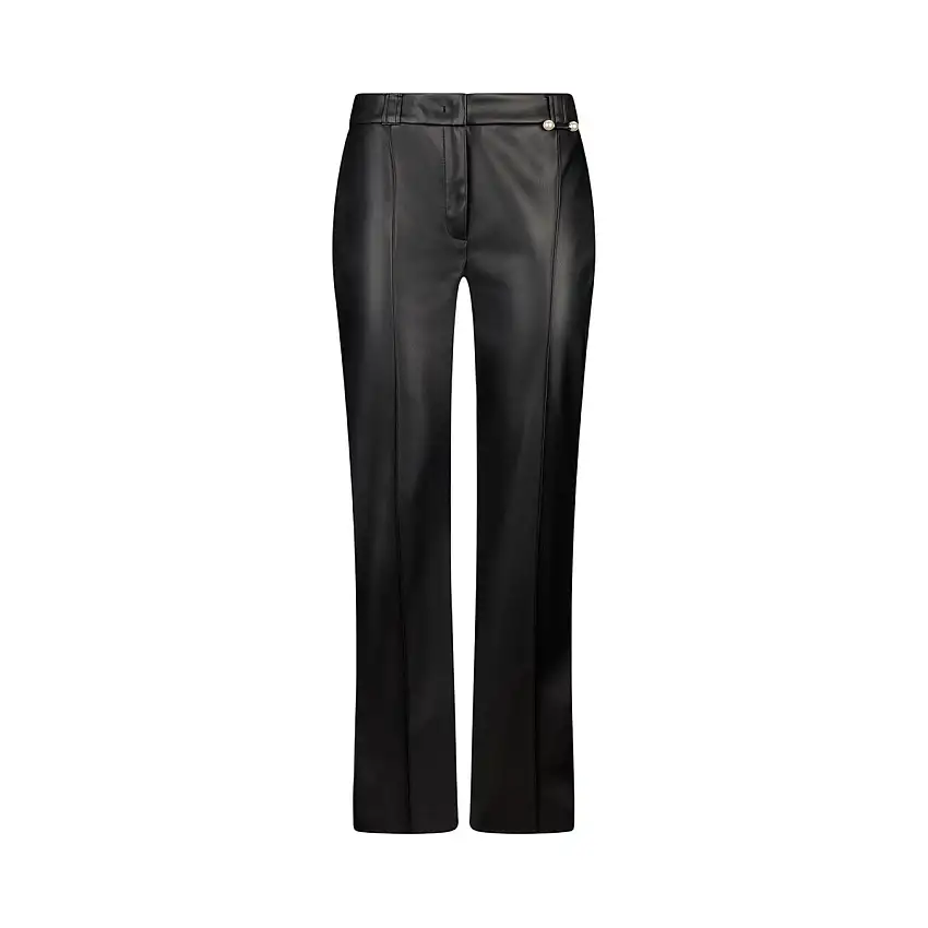 Pantaloni flare Donna in tessuto spalmato nero