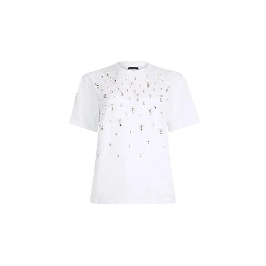 T-shirt Donna con perle e strass