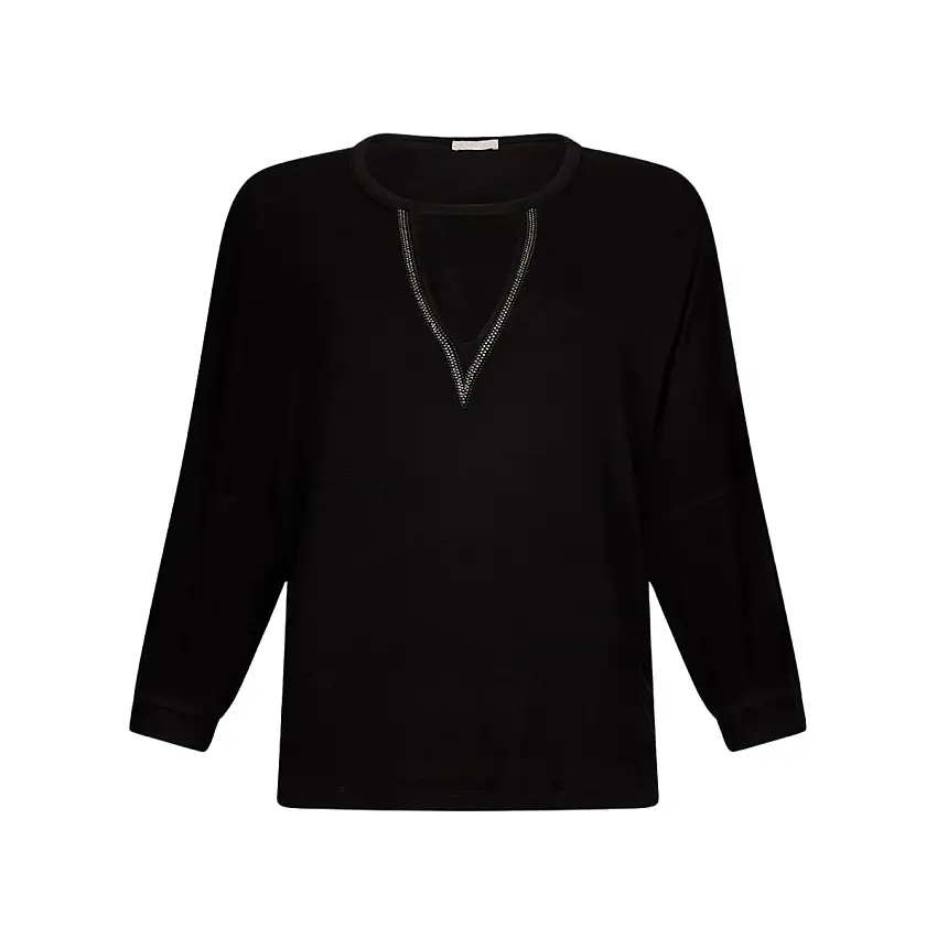 T-shirt Donna scollo a goccia con strass