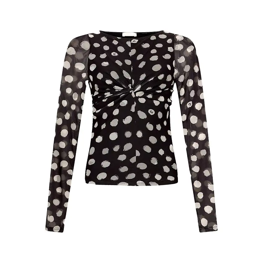 T-shirt Donna stretch in tulle a pois