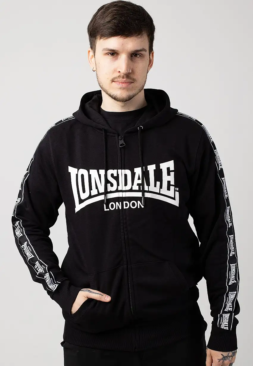 Lonsdale - Bigton Black/White - Felpa con zip
