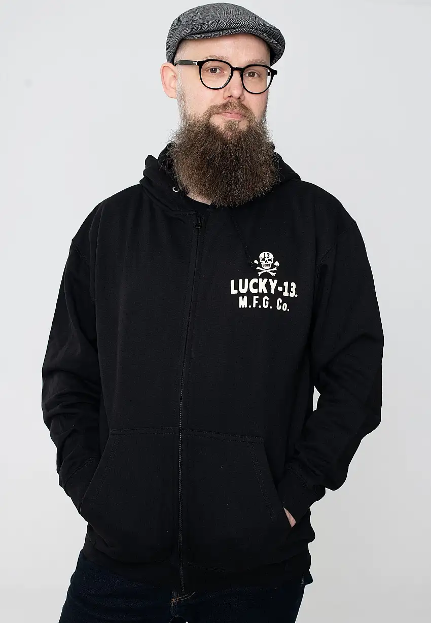 Lucky 13 - Pirate Skull Black - Felpa con zip