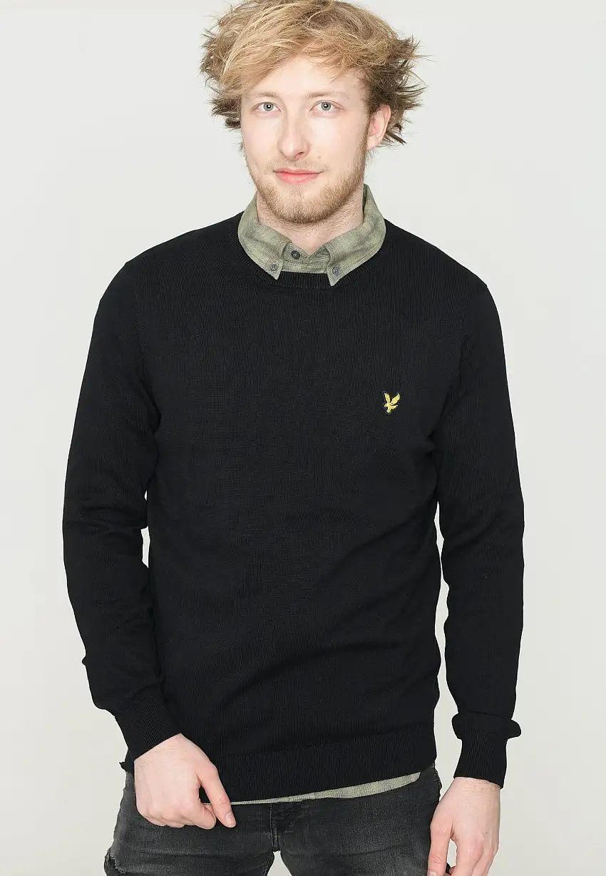 Lyle & Scott - Cotton Crew Neck Jet Black - Pullover