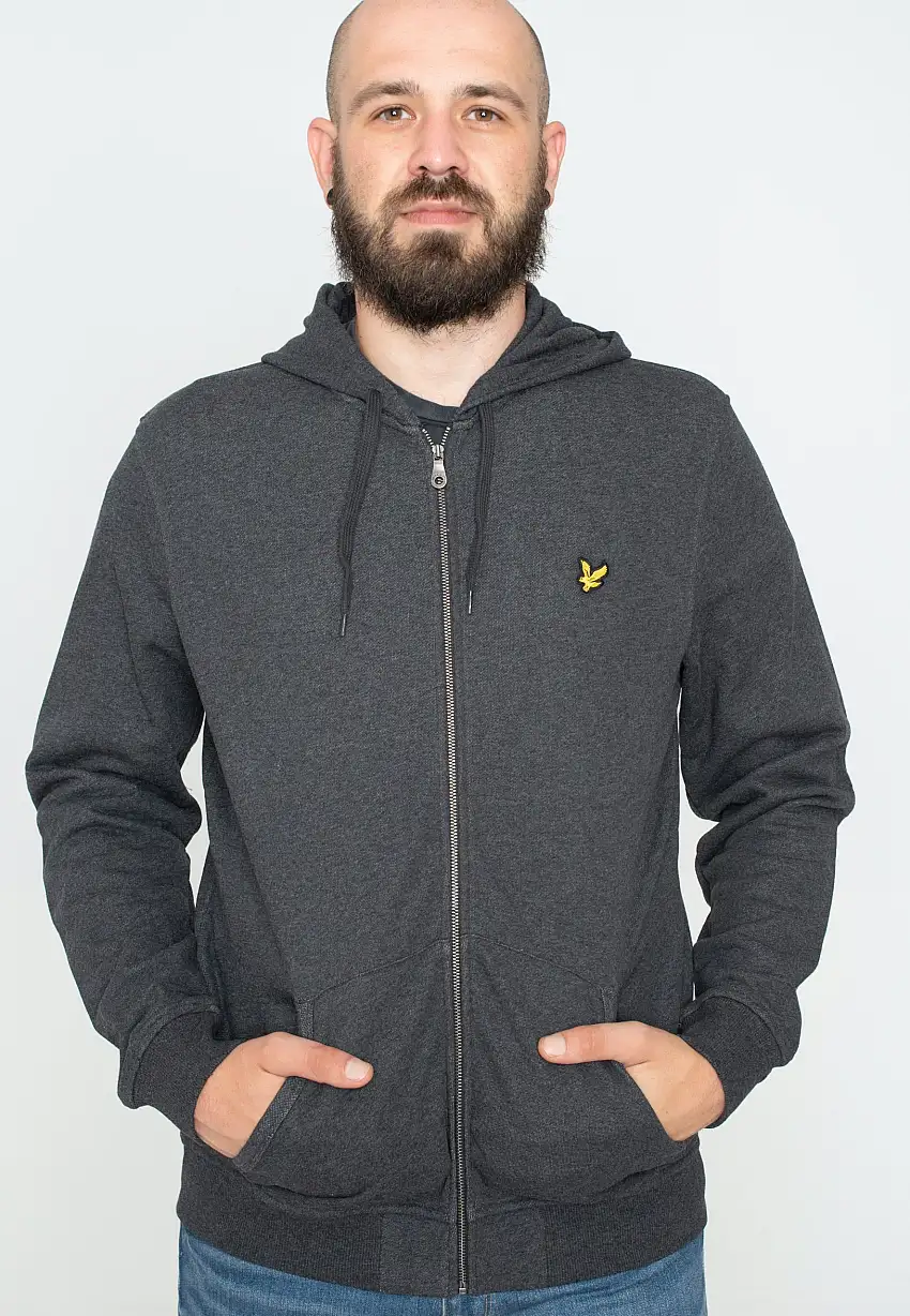 Lyle & Scott - Zip Through Charcoal Marl - Felpa con zip