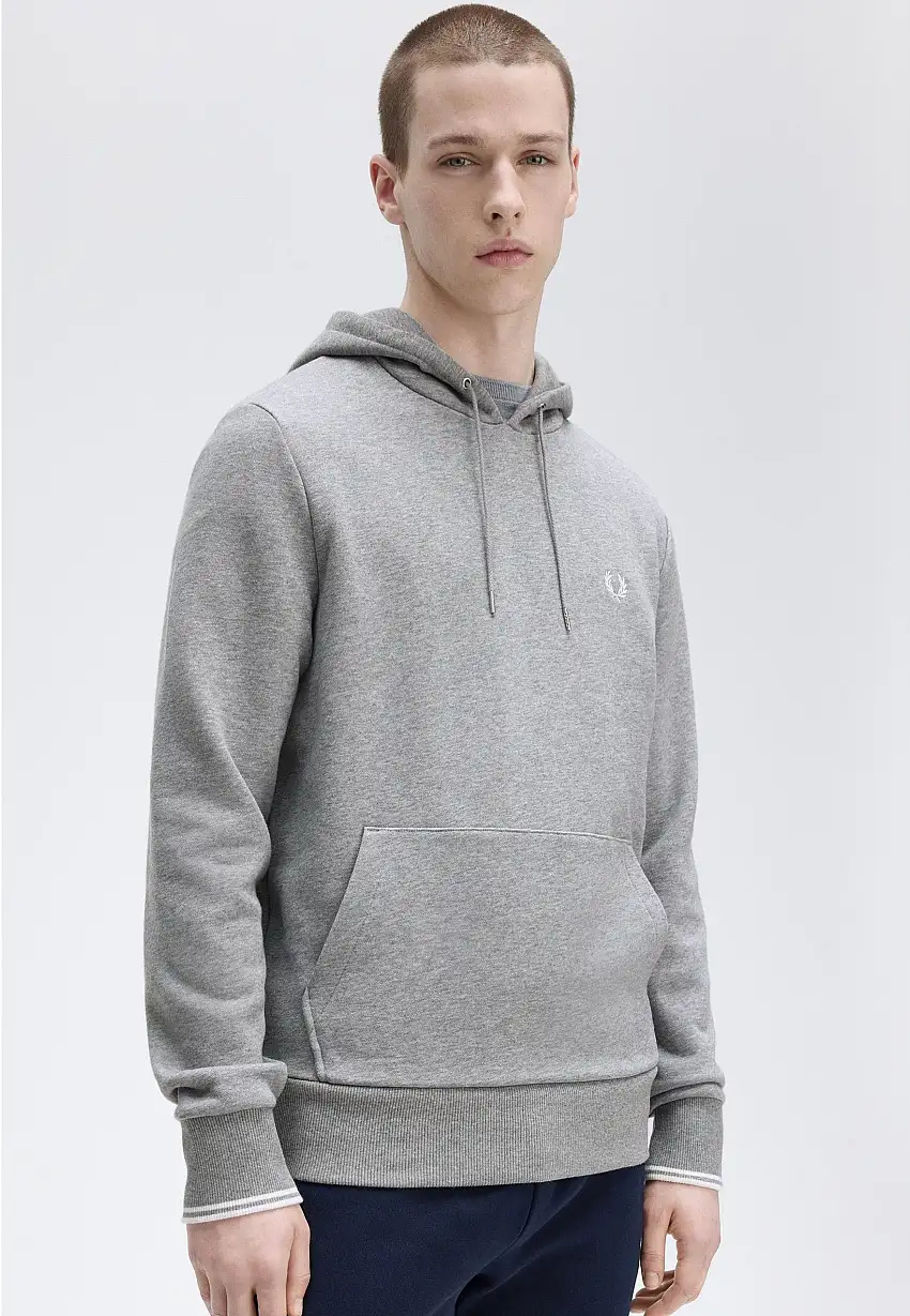 Fred Perry - Tipped Hooded Steel Marl - Felpa con cappuccio