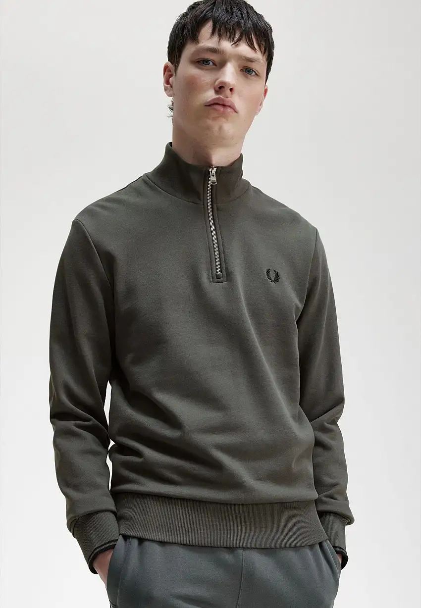 Fred Perry - Half Zip Field Green - Felpa