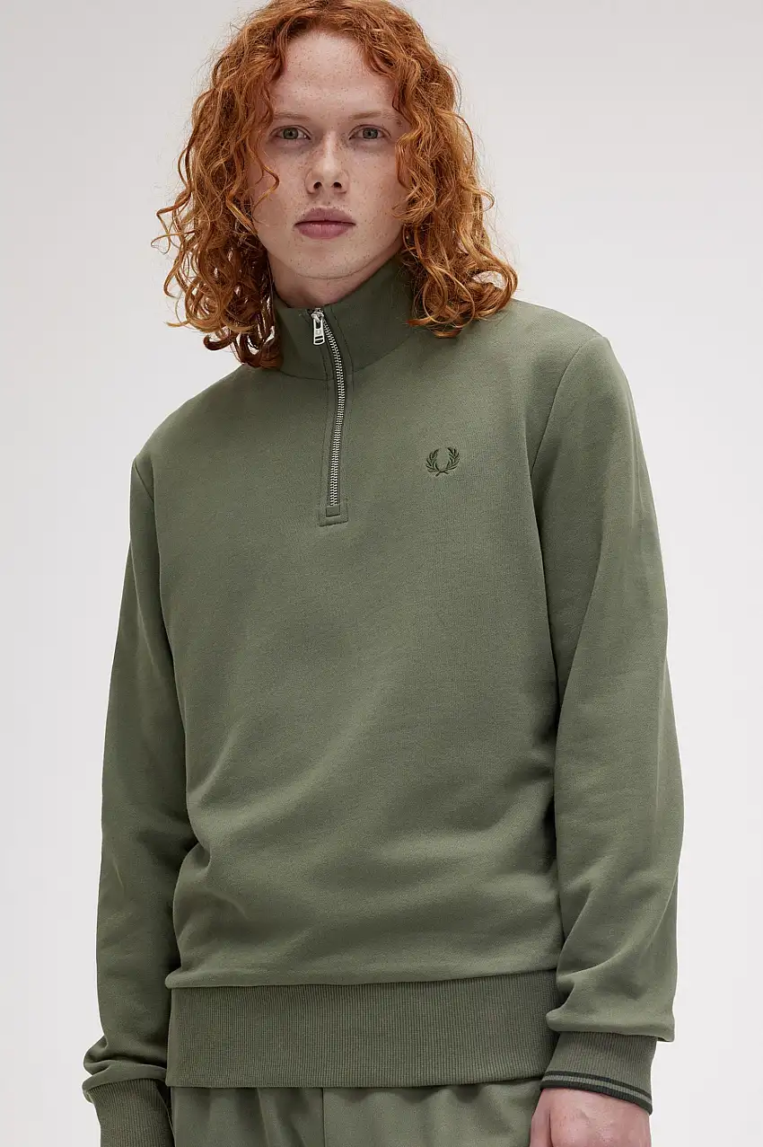 Fred Perry - Half Zip Laurel Wreath Green/Night Green - Felpa
