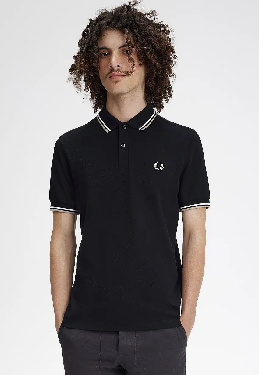 Fred Perry - Twin Tipped Black/Snow White/Warm Grey - Polo