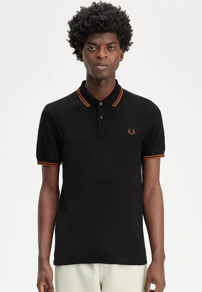 Fred Perry - The Twin Tipped Black/Marmalade - Polo