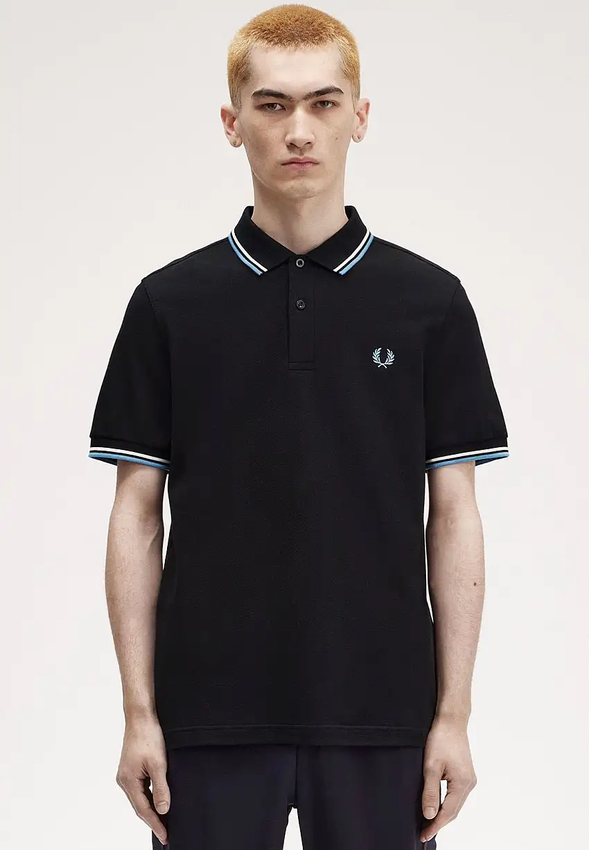 Fred Perry - The Twin Tipped Blk/Ecru/Softblu - Polo