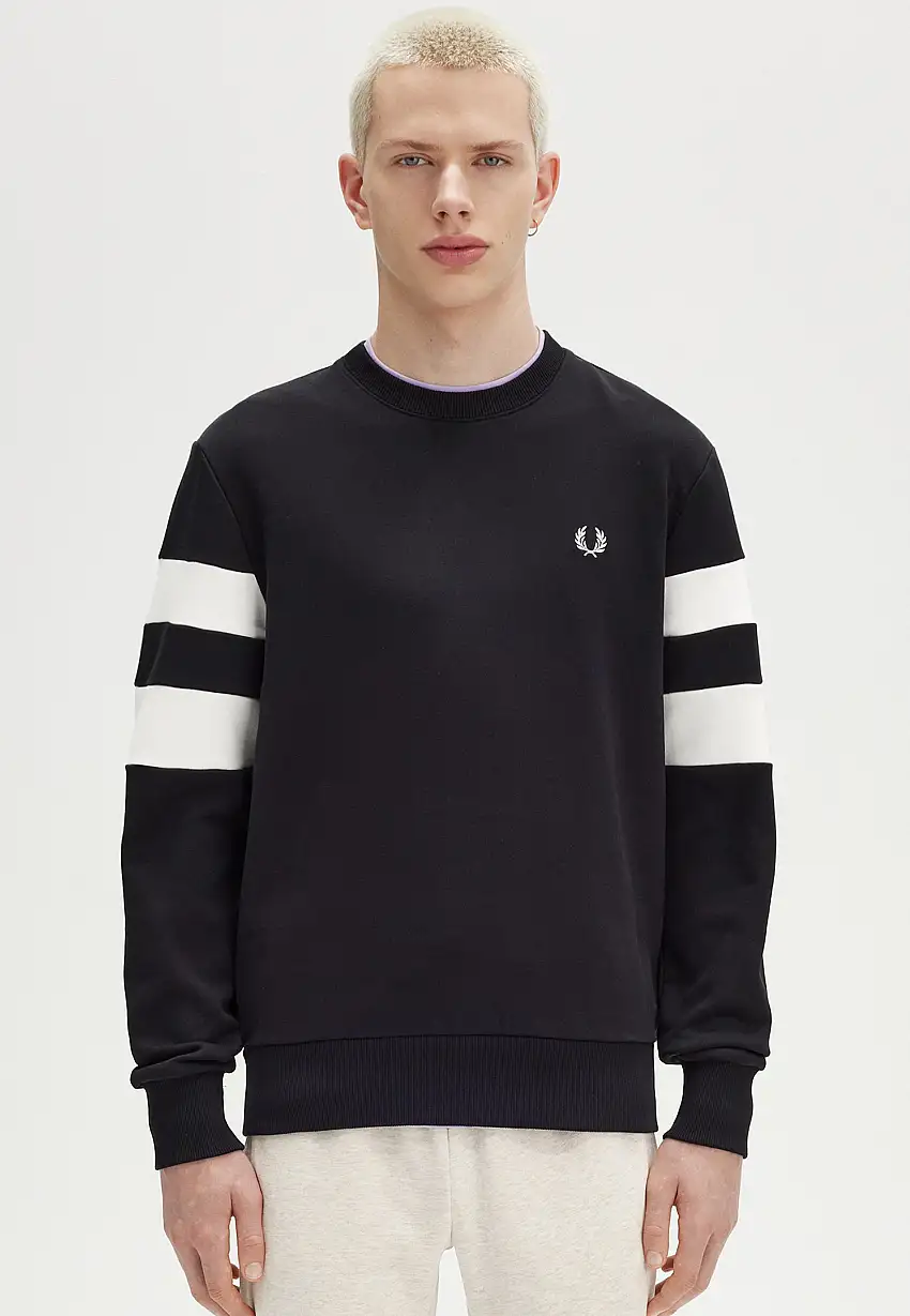 Fred Perry - Tipped Sleeve Black - Felpa