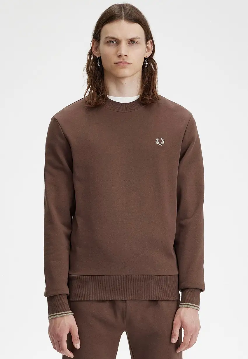 Fred Perry - Crew Neck Road Brick/Warm Grey - Felpa