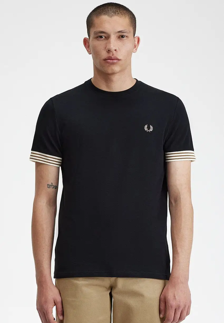 Fred Perry - Striped Cuff Black - T-Shirt