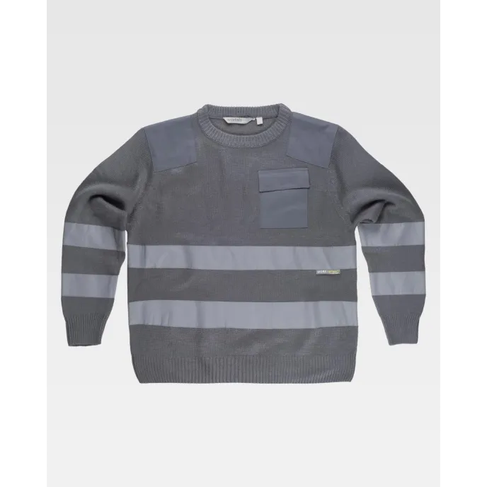 Maglione da Lavoro Girocollo con Bande Rinfrangenti S5507 - Workteam