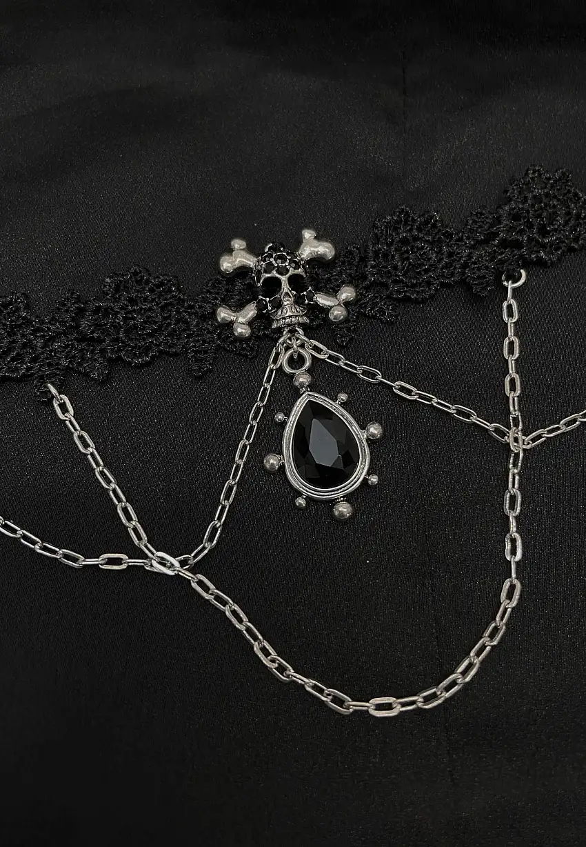 Pamela Mann - Mini Skull Lace Black - Choker