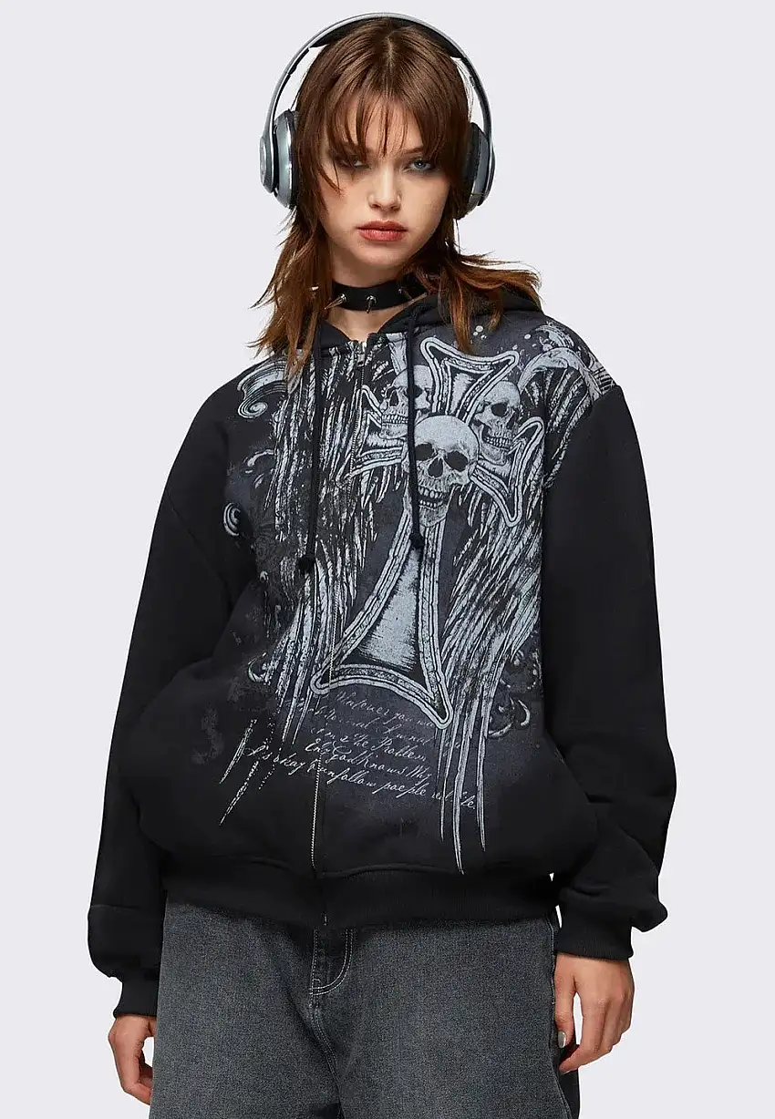 Minga London - Devil Wings Oversized - Felpa con zip