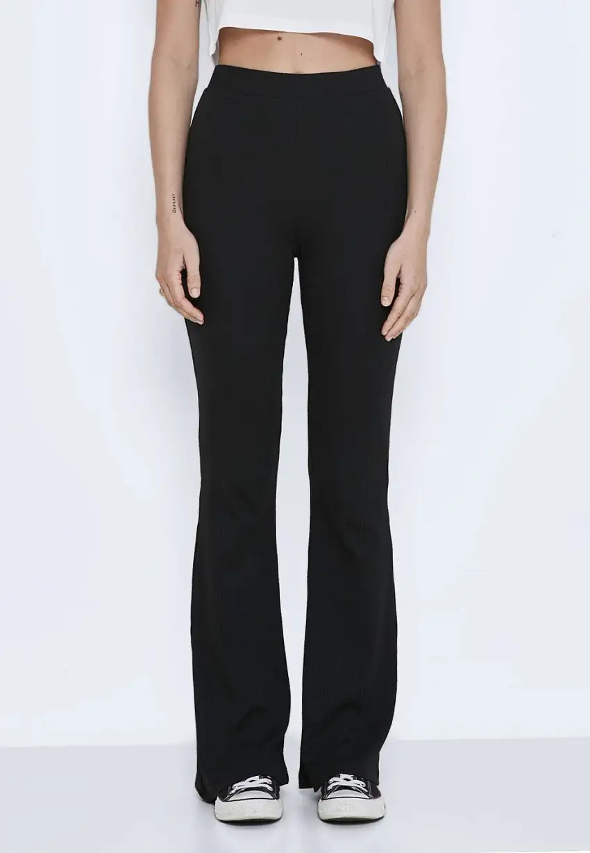 Noisy May - Pasa High Waist Flared Black - Pantaloni