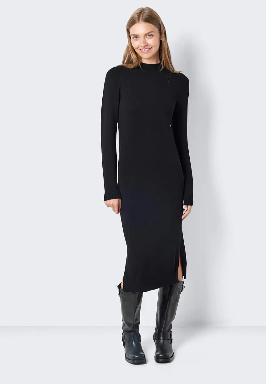 Noisy May - Sandi Long Highneck Black - Knit Dress