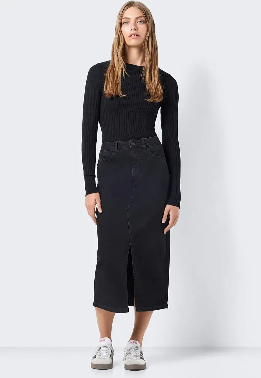 Noisy May - Kath Slit Midi Black Denim - Gonna