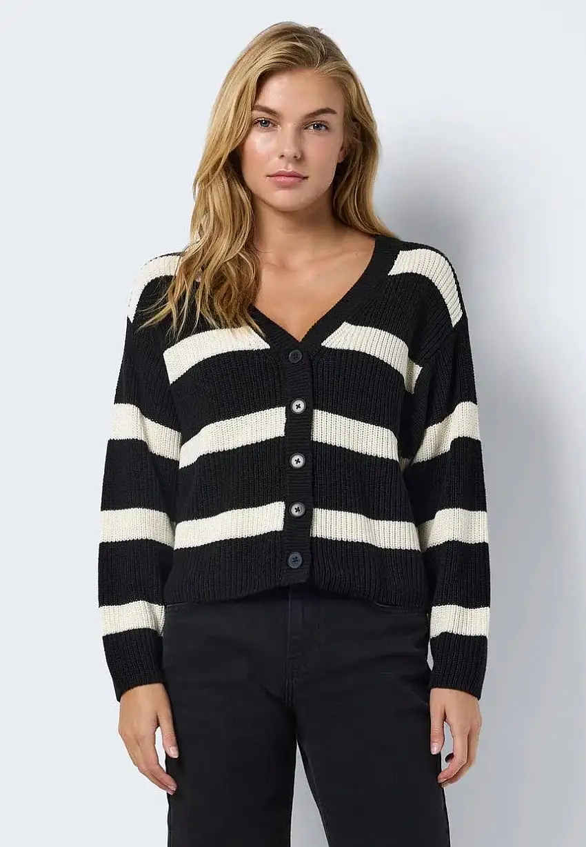 Noisy May - Maysa V Neck Black Eggnog - Cardigan