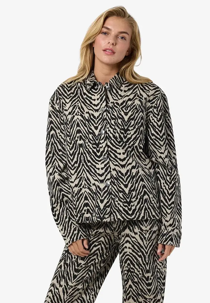 Noisy May - Marley Zebra Print Ecru - Giacca di jeans