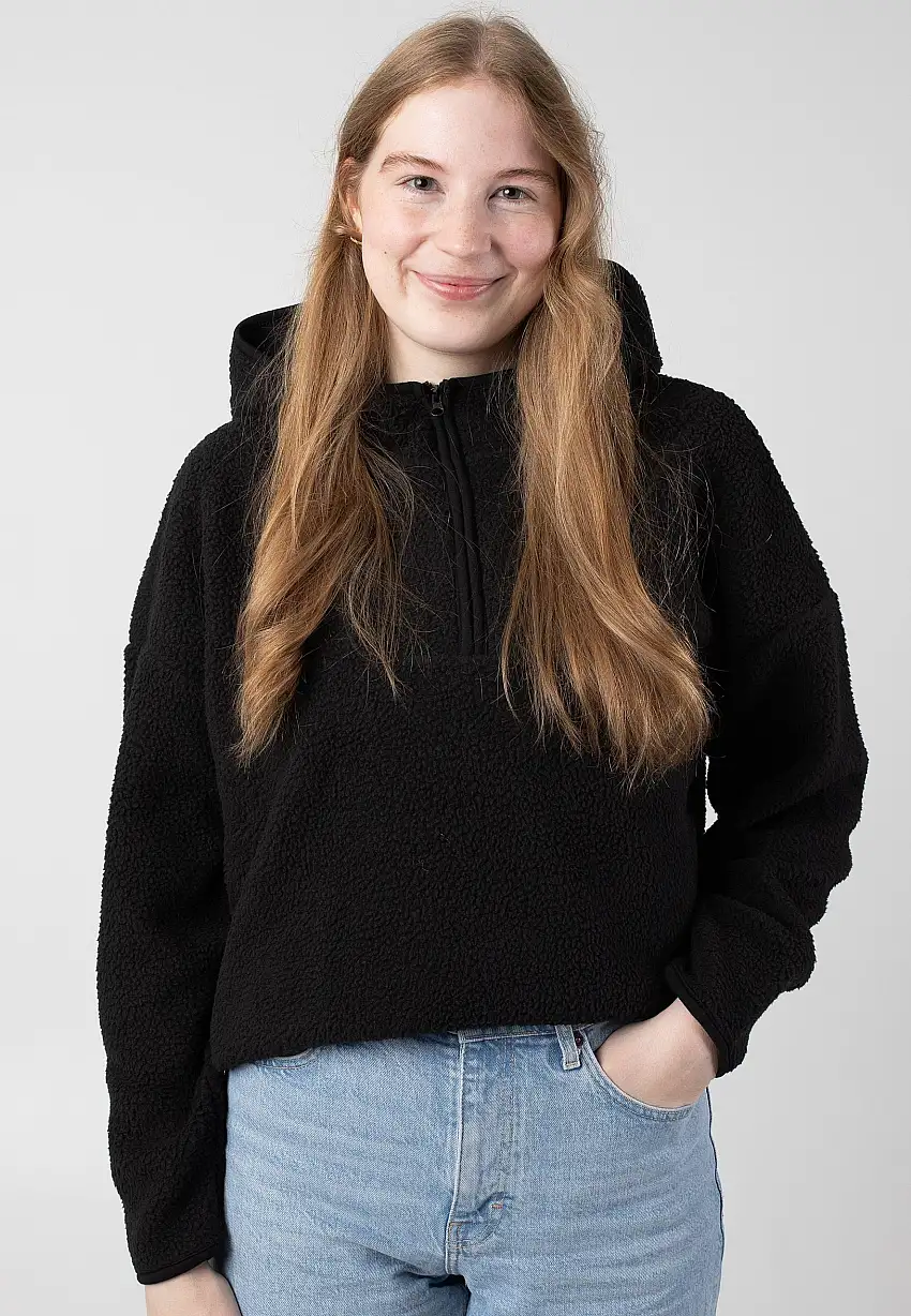 Noisy May - Cozy Halfway Zip Black - Felpa con cappuccio