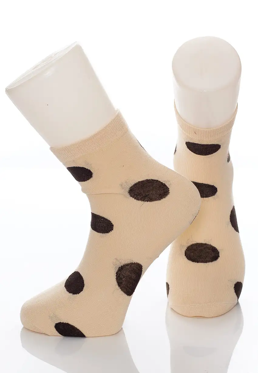 Pamela Mann - Polka Dot Cotton Ankle Beige/Black - Calzini