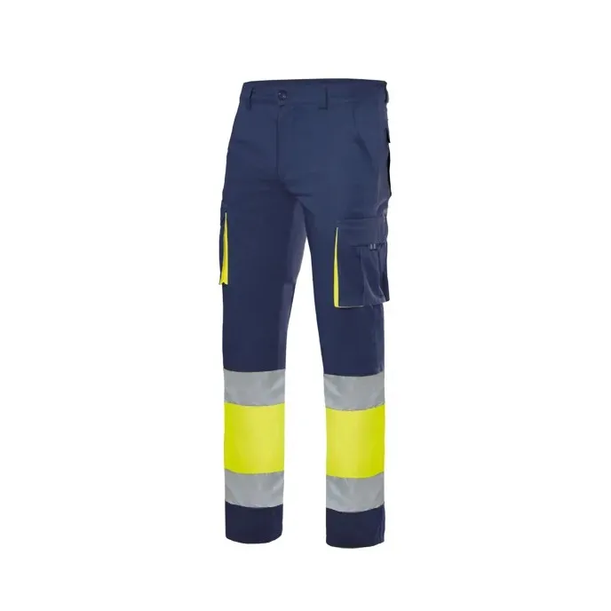 Pantalone bicolore da Lavoro 100% Cotone Alta Visibilità Multitasche Velilla 303007